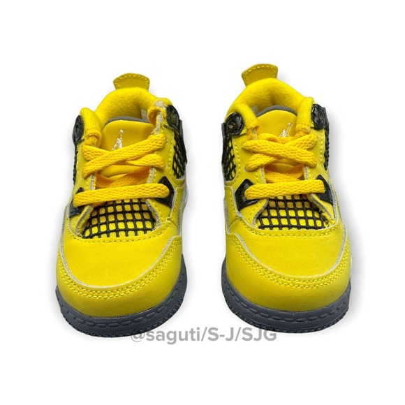 Nike Air Jordan 4 Retro (TD) 'Lightning' Tour Size 4c Yellow/Grey New BQ7670-700 - Picture 5 of 8